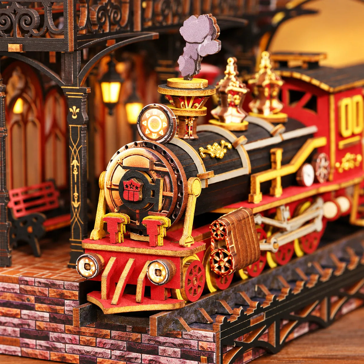 Locomotive à vapeur miniature du book nook Gare du Quai Zéro